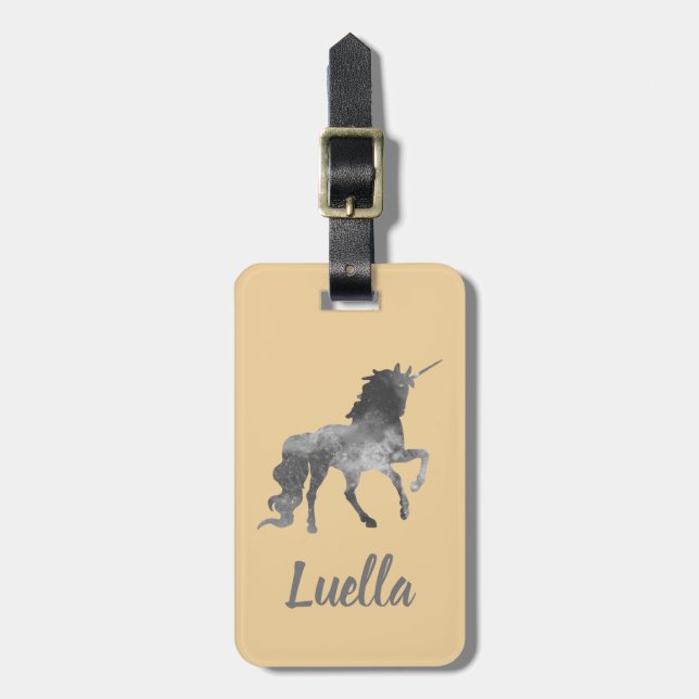 Personlig Cute guld Kids Unicorn-bagagemärke Bagagebricka (Vertikal Framsida)