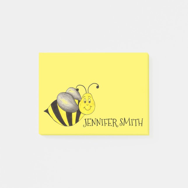 Personlig Cute Gult Bumblebee Post it Post-it Block (Framsida)