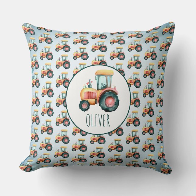 Personlig Cute Gult Tractor Mönster Kudde (Framsida)