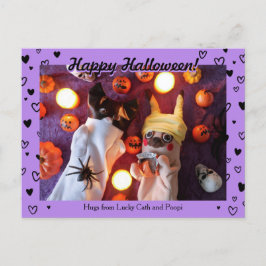 Personlig Cute Halloween Black Hearts Photo Vykort