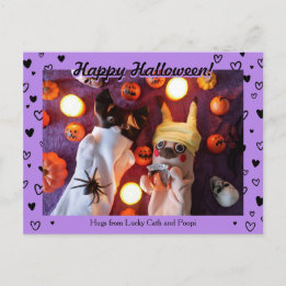 Personlig Cute Halloween Black Hearts Photo Vykort