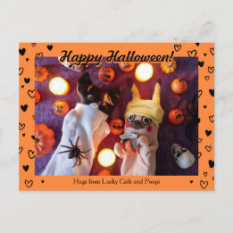 Personlig Cute Halloween Black Hearts Photo Vykort