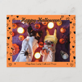 Personlig Cute Halloween Black Hearts Photo Vykort
