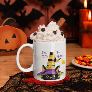 Personlig Cute Halloween Witch Black Cat Kaffemugg