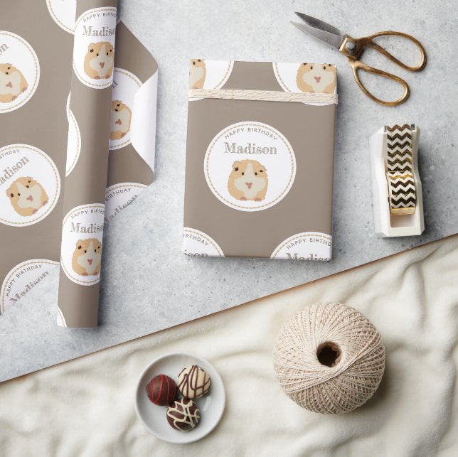 Personlig Cute Hamster Mönster Födelsedagsfest Presentpapper (Hantverk)