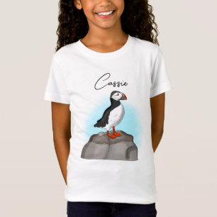 Personlig Cute Hand plockade Puffin T Shirt