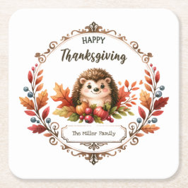 Personlig Cute Hedgehog Happy thanksgiving Underlägg Papper Kvadrat