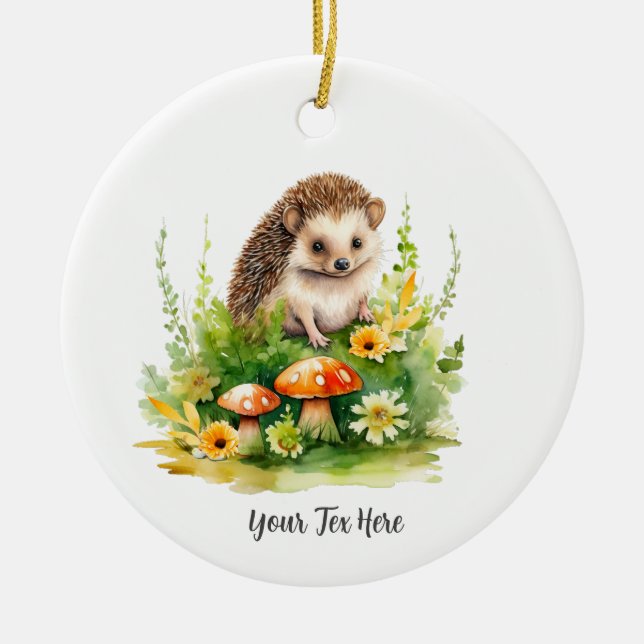 Personlig Cute Hedgehog Julgransprydnad Keramik (Framsidan)