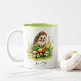 Personlig Cute Hedgehog Två-Tonad Mugg