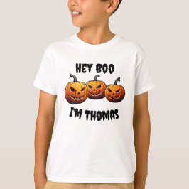 Personlig Cute Hej Boo pumkins Halloween-pojkar T Shirt
