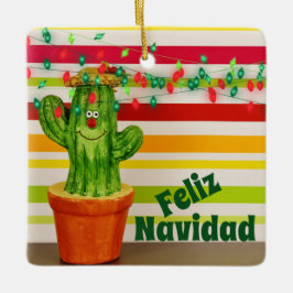 Personlig Cute Helgdag Cactus Feliz Navidad Julgransprydnad Keramik