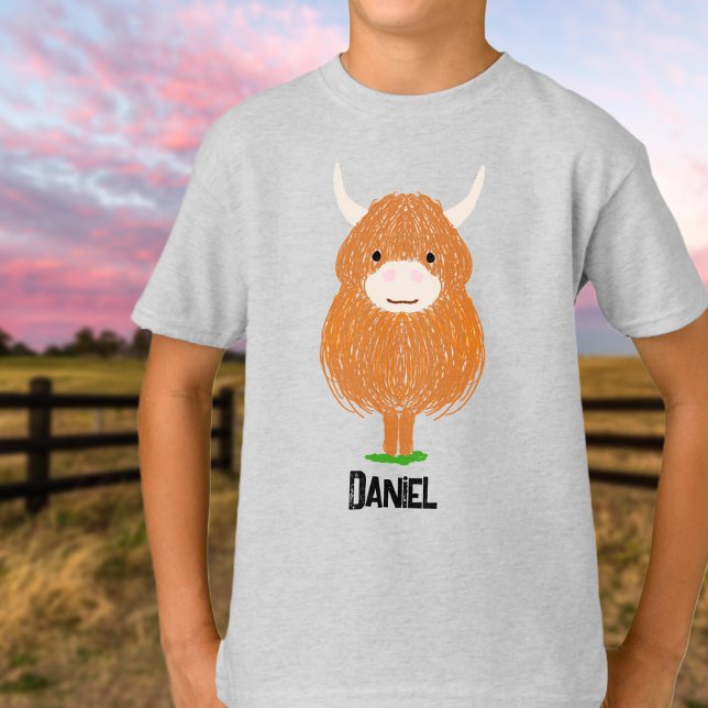 Personlig Cute Highland Cow T-Shirt (Skapare uppladdad)