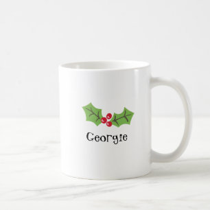Personlig Cute Holly & Berries Jul Kaffemugg