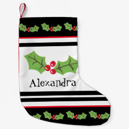 Personlig Cute Holly & Berries Liten Julstrumpa