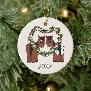 Personlig Cute Horses Första jul Tillsammans Julgransprydnad Keramik