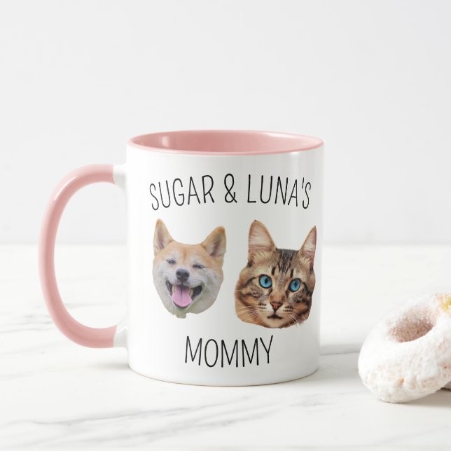 Personlig Cute Hund Cat Ansikte Mugg 2 Foton (Med munk)