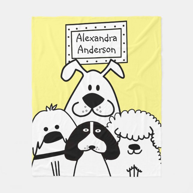 Personlig Cute Hund Doodle Fleecefilt (Framsidan)