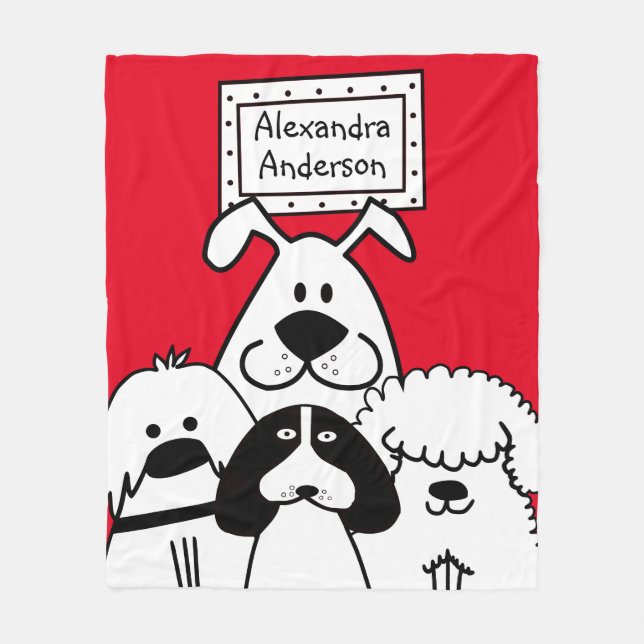 Personlig Cute Hund Doodle Fleecefilt (Framsidan)