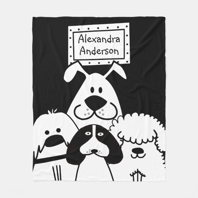 Personlig Cute Hund Doodle Fleecefilt (Framsidan)
