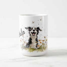 Personlig Cute Hund med Wildblommor Kaffemugg