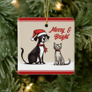 Personlig Cute Hund och kattjul Julgransprydnad Keramik
