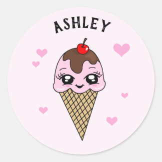 Personlig Cute Ice Cream Stickers Runt Klistermärke