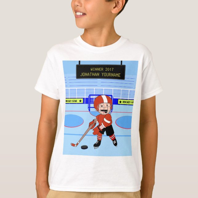 Personlig Cute Ice Hockey star star T Shirt (Framsida)