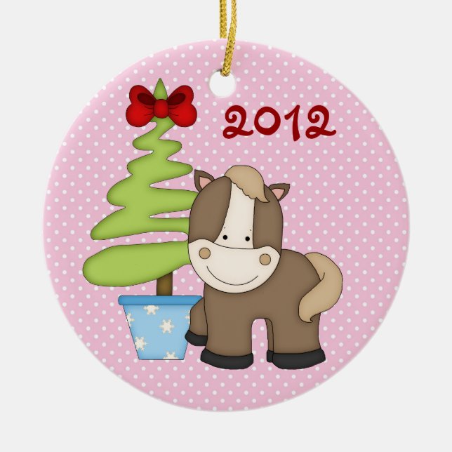 Personlig Cute jul Horse Ornament (Framsidan)