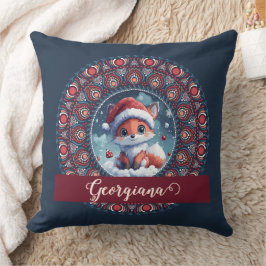 Personlig Cute jul Kawaii Fox Dot Mandala Kudde