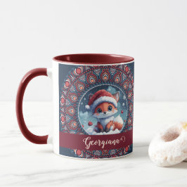 Personlig Cute jul Kawaii Fox Dot Mandala Mugg