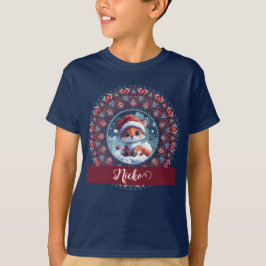 Personlig Cute jul Kawaii Fox Dot Mandala T Shirt