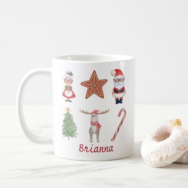 Personlig Cute Jul Mugg Santa Fru Claus (Med munk)