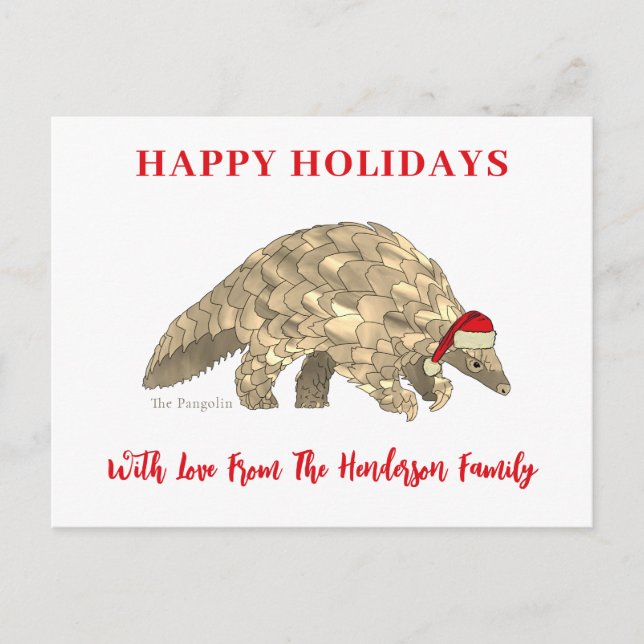 Personlig Cute jul Pangolin Helg Vykort (Framsida)