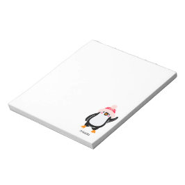Personlig Cute jul Penguin in in Red Hat Anteckningsblock