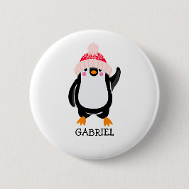 Personlig Cute jul Penguin in in Red Hat Knapp