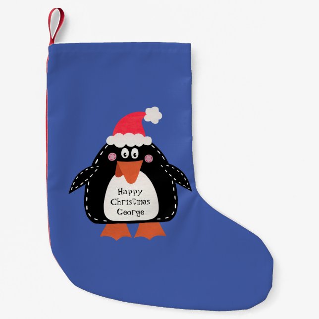 Personlig Cute jul Penguin Liten Julstrumpa (Framsidan)