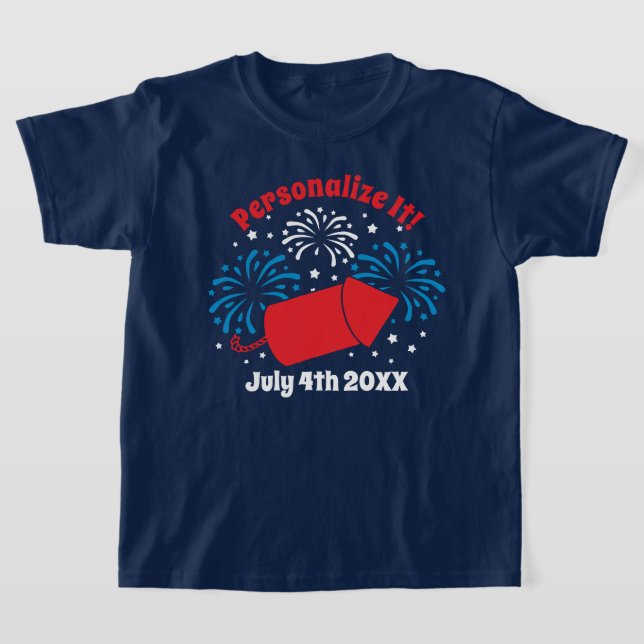 PERSONLIG Cute juli 4:e Fireworks T-Shirt (Laydown)
