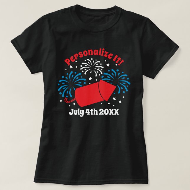 PERSONLIG Cute juli 4:e Fireworks T-Shirt (Design framsida)
