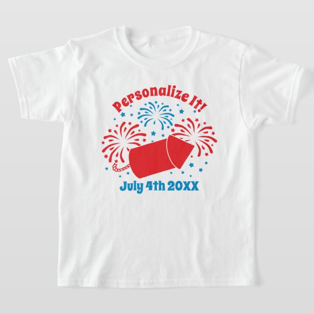 PERSONLIG Cute juli 4:e Fireworks T-Shirt (Laydown)