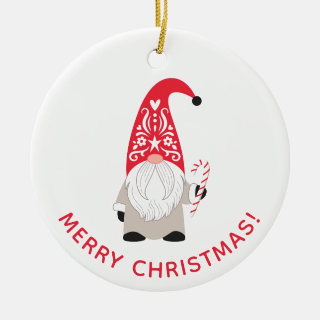 Personlig Cute-jultomte Julgransprydnad Keramik (Framsidan)