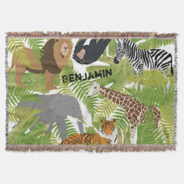 Personlig Cute Jungle Animals Safari Boy | Flickor Filt
