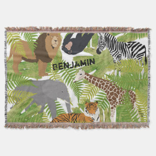Personlig Cute Jungle Animals Safari Boy   Flickor Filt