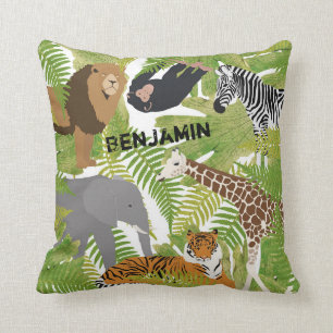 Personlig Cute Jungle Animals Safari Boy   Flickor Kudde