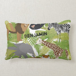 Personlig Cute Jungle Animals Safari Boy | Flickor Lumbarkudde