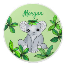Personlig Cute Jungle Baby Elephant med Löv