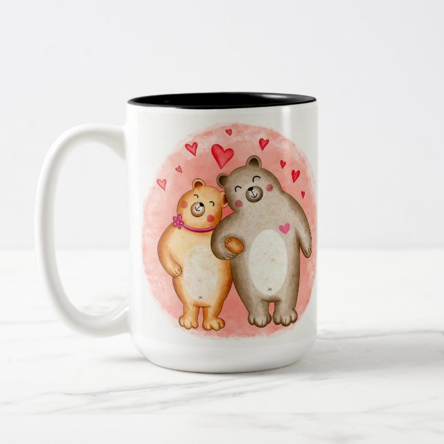 Personlig Cute Kärlek Bears Två-Tonad Mugg (Vänster)