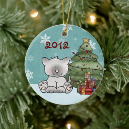 Personlig Cute Kattunge och Julgran Julgransprydnad Keramik