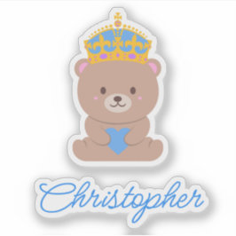 Personlig Cute Kawaii Blue Royal Prince Bear Klistermärken