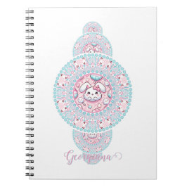 Personlig Cute Kawaii Bunny Ornamental Mandala Anteckningsbok