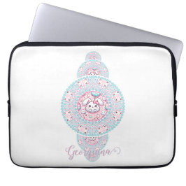 Personlig Cute Kawaii Bunny Ornamental Mandala Laptop Fodral